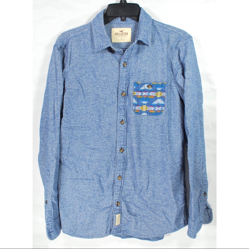 Hollister Western Flannel Shirt Blue Size Small